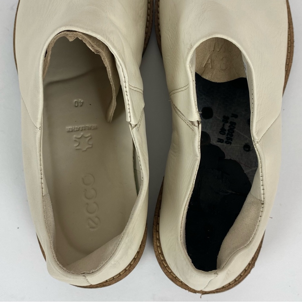 ECCO Women's Mule Shoes US 9 9.5 EU 40 Off White Ivory Leather Clog Drop Heel - Picture 8 of 11